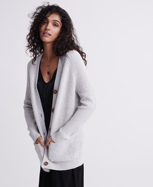 Superdry Aubrey Rib Cardigan Női Kötöttáru Szürke | ZIQML1708